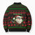 Viking Christmas Bomber Puffer Jacket with Santa Warrior Axe Nordic Symbols Red Green Black Knit Pattern Design - Wonder Print Shop