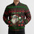 Viking Christmas Bomber Puffer Jacket with Santa Warrior Axe Nordic Symbols Red Green Black Knit Pattern Design - Wonder Print Shop