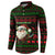 Viking Christmas Button Sweatshirt with Santa Warrior Axe Nordic Symbols Red Green Black Knit Pattern Design - Wonder Print Shop