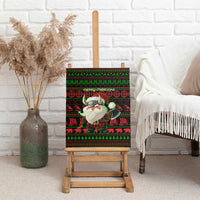 Viking Christmas Canvas Wall Art with Santa Warrior Axe Nordic Symbols Red Green Black Knit Pattern Design - Wonder Print Shop