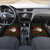 Viking Christmas Car Mats with Santa Warrior Axe Nordic Symbols Red Green Black Knit Pattern Design - Wonder Print Shop