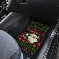 Viking Christmas Car Mats with Santa Warrior Axe Nordic Symbols Red Green Black Knit Pattern Design - Wonder Print Shop