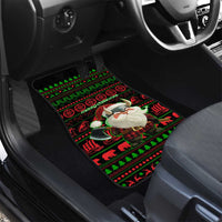 Viking Christmas Car Mats with Santa Warrior Axe Nordic Symbols Red Green Black Knit Pattern Design - Wonder Print Shop