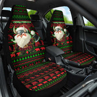 Viking Christmas Car Seat Cover with Santa Warrior Axe Nordic Symbols Red Green Black Knit Pattern Design - Wonder Print Shop