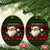 Viking Christmas Ceramic Ornament with Santa Warrior Axe Nordic Symbols Red Green Black Knit Pattern Design - Wonder Print Shop