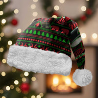 Viking Christmas Santa Hat with Santa Warrior Axe Nordic Symbols Red Green Black Knit Pattern Design - Wonder Print Shop