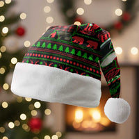 Viking Christmas Santa Hat with Santa Warrior Axe Nordic Symbols Red Green Black Knit Pattern Design - Wonder Print Shop