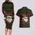 Viking Christmas Couples Matching Long Sleeve Bodycon Dress and Hawaiian Shirt with Santa Warrior Axe Nordic Symbols Red Green Black Knit Pattern Design - Wonder Print Shop