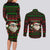 Viking Christmas Couples Matching Long Sleeve Bodycon Dress and Long Sleeve Button Shirt with Santa Warrior Axe Nordic Symbols Red Green Black Knit Pattern Design - Wonder Print Shop