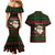 Viking Christmas Couples Matching Mermaid Dress and Hawaiian Shirt with Santa Warrior Axe Nordic Symbols Red Green Black Knit Pattern Design - Wonder Print Shop