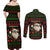 Viking Christmas Couples Matching Off Shoulder Maxi Dress and Long Sleeve Button Shirt with Santa Warrior Axe Nordic Symbols Red Green Black Knit Pattern Design - Wonder Print Shop