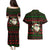 Viking Christmas Couples Matching Puletasi and Hawaiian Shirt with Santa Warrior Axe Nordic Symbols Red Green Black Knit Pattern Design - Wonder Print Shop