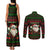 Viking Christmas Couples Matching Tank Maxi Dress and Long Sleeve Button Shirt with Santa Warrior Axe Nordic Symbols Red Green Black Knit Pattern Design - Wonder Print Shop