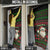 Viking Christmas Door Cover with Santa Warrior Axe Nordic Symbols Red Green Black Knit Pattern Design - Wonder Print Shop