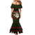 Viking Christmas Family Matching Mermaid Dress and Hawaiian Shirt with Santa Warrior Axe Nordic Symbols Red Green Black Knit Pattern Design - Wonder Print Shop