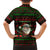 Viking Christmas Family Matching Off The Shoulder Long Sleeve Dress and Hawaiian Shirt with Santa Warrior Axe Nordic Symbols Red Green Black Knit Pattern Design - Wonder Print Shop