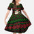 Viking Christmas Family Matching Off The Shoulder Long Sleeve Dress and Hawaiian Shirt with Santa Warrior Axe Nordic Symbols Red Green Black Knit Pattern Design - Wonder Print Shop