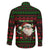 Viking Christmas Family Matching Off The Shoulder Long Sleeve Dress and Hawaiian Shirt with Santa Warrior Axe Nordic Symbols Red Green Black Knit Pattern Design - Wonder Print Shop