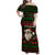 Viking Christmas Family Matching Off Shoulder Maxi Dress and Hawaiian Shirt with Santa Warrior Axe Nordic Symbols Red Green Black Knit Pattern Design - Wonder Print Shop