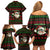 Viking Christmas Family Matching Off Shoulder Short Dress and Hawaiian Shirt with Santa Warrior Axe Nordic Symbols Red Green Black Knit Pattern Design - Wonder Print Shop