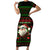 Viking Christmas Family Matching Short Sleeve Bodycon Dress and Hawaiian Shirt with Santa Warrior Axe Nordic Symbols Red Green Black Knit Pattern Design - Wonder Print Shop