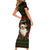 Viking Christmas Family Matching Short Sleeve Bodycon Dress and Hawaiian Shirt with Santa Warrior Axe Nordic Symbols Red Green Black Knit Pattern Design - Wonder Print Shop