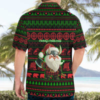 Viking Christmas Hawaiian Shirt with Santa Warrior Axe Nordic Symbols Red Green Black Knit Pattern Design - Wonder Print Shop