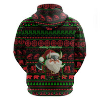 Viking Christmas Hoodie with Santa Warrior Axe Nordic Symbols Red Green Black Knit Pattern Design - Wonder Print Shop