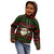 Viking Christmas Kid Hoodie with Santa Warrior Axe Nordic Symbols Red Green Black Knit Pattern Design - Wonder Print Shop