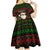 Viking Christmas Kid Short Sleeve Dress with Santa Warrior Axe Nordic Symbols Red Green Black Knit Pattern Design - Wonder Print Shop