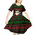 Viking Christmas Kid Short Sleeve Dress with Santa Warrior Axe Nordic Symbols Red Green Black Knit Pattern Design - Wonder Print Shop