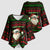 Viking Christmas Kimono Sleeve Blouse with Santa Warrior Axe Nordic Symbols Red Green Black Knit Pattern Design - Wonder Print Shop