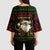 Viking Christmas Kimono Sleeve Blouse with Santa Warrior Axe Nordic Symbols Red Green Black Knit Pattern Design - Wonder Print Shop