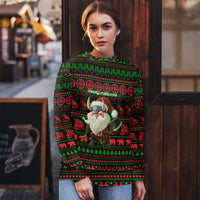 Viking Christmas Ugly Christmas Sweater with Santa Warrior Axe Nordic Symbols Red Green Black Knit Pattern Design - Wonder Print Shop