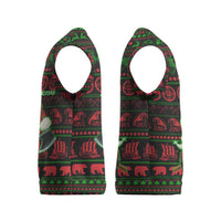 Viking Christmas Knitted V-Neck Vest with Santa Warrior Axe Nordic Symbols Red Green Black Knit Pattern Design - Wonder Print Shop