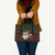 Viking Christmas Leather Bag with Santa Warrior Axe Nordic Symbols Red Green Black Knit Pattern Design - Wonder Print Shop