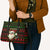 Viking Christmas Leather Bag with Santa Warrior Axe Nordic Symbols Red Green Black Knit Pattern Design - Wonder Print Shop