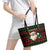 Viking Christmas Leather Tote Bag with Santa Warrior Axe Nordic Symbols Red Green Black Knit Pattern Design - Wonder Print Shop