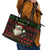 Viking Christmas Leather Tote Bag with Santa Warrior Axe Nordic Symbols Red Green Black Knit Pattern Design - Wonder Print Shop