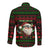 Viking Christmas Long Sleeve Button Shirt with Santa Warrior Axe Nordic Symbols Red Green Black Knit Pattern Design - Wonder Print Shop