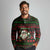 Viking Christmas Long Sleeve Polo Shirt with Santa Warrior Axe Nordic Symbols Red Green Black Knit Pattern Design - Wonder Print Shop