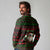 Viking Christmas Long Sleeve Polo Shirt with Santa Warrior Axe Nordic Symbols Red Green Black Knit Pattern Design - Wonder Print Shop