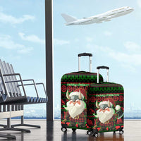 Viking Christmas Luggage Cover with Santa Warrior Axe Nordic Symbols Red Green Black Knit Pattern Design - Wonder Print Shop