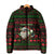 Viking Christmas Padded Jacket with Santa Warrior Axe Nordic Symbols Red Green Black Knit Pattern Design - Wonder Print Shop