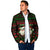 Viking Christmas Padded Jacket with Santa Warrior Axe Nordic Symbols Red Green Black Knit Pattern Design - Wonder Print Shop