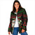 Viking Christmas Padded Jacket with Santa Warrior Axe Nordic Symbols Red Green Black Knit Pattern Design - Wonder Print Shop