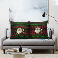 Viking Christmas Pillow Cover with Santa Warrior Axe Nordic Symbols Red Green Black Knit Pattern Design - Wonder Print Shop
