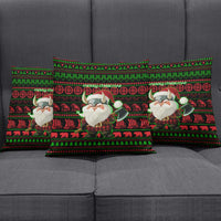 Viking Christmas Pillow Cover with Santa Warrior Axe Nordic Symbols Red Green Black Knit Pattern Design - Wonder Print Shop