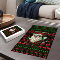 Viking Christmas Puzzle with Santa Warrior Axe Nordic Symbols Red Green Black Knit Pattern Design - Wonder Print Shop