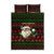 Viking Christmas Quilt Bed Set with Santa Warrior Axe Nordic Symbols Red Green Black Knit Pattern Design - Wonder Print Shop